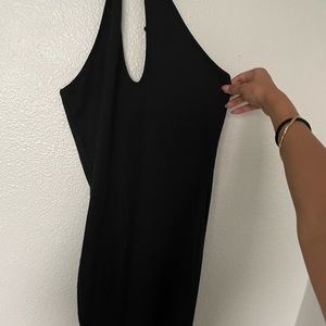 Black halter mini dress